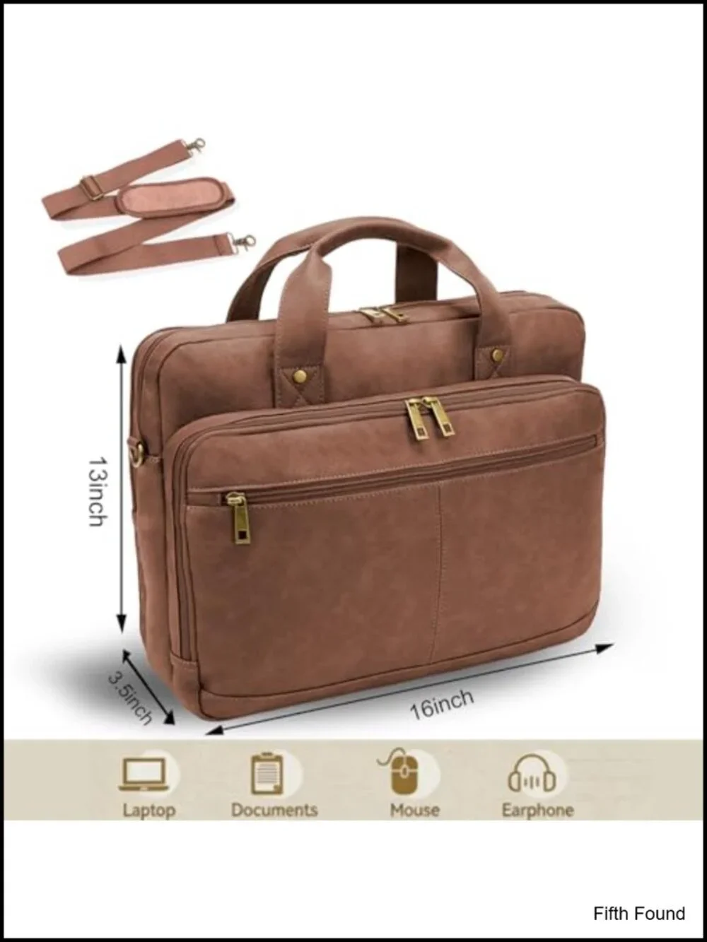 Men's Leather Briefcase 16 Inch Messenger Crossbody Laptop Bag Business Work